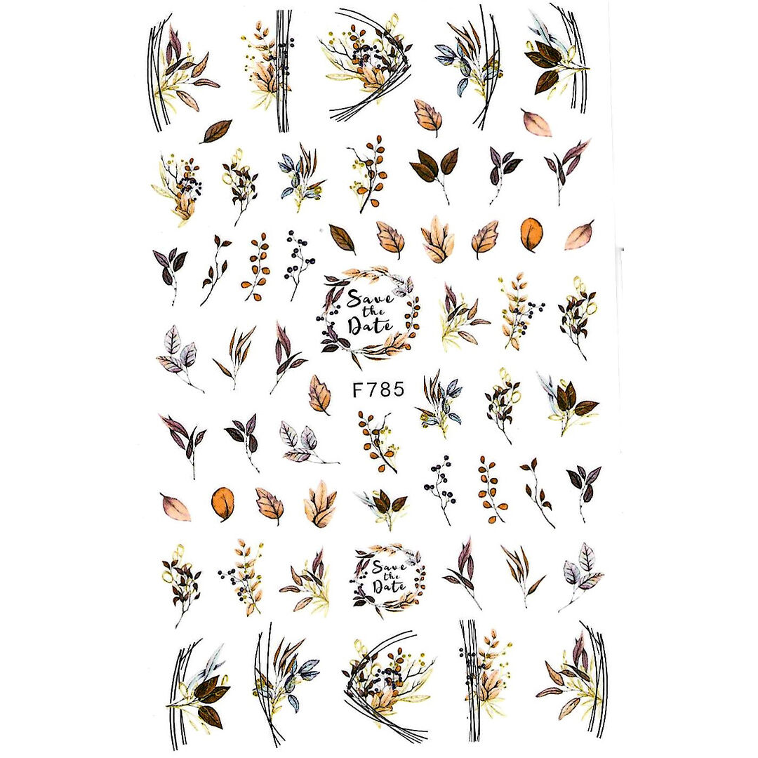 Őszi virág-és falevélmintás körömmatrica F785| Pearl Nails 
