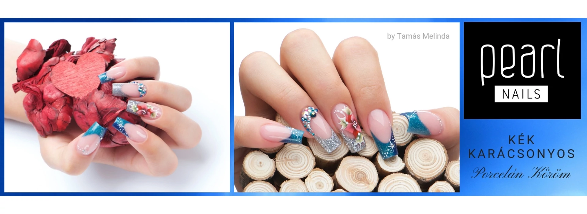 Kék KARÁCSONYI köröm - Step by Step