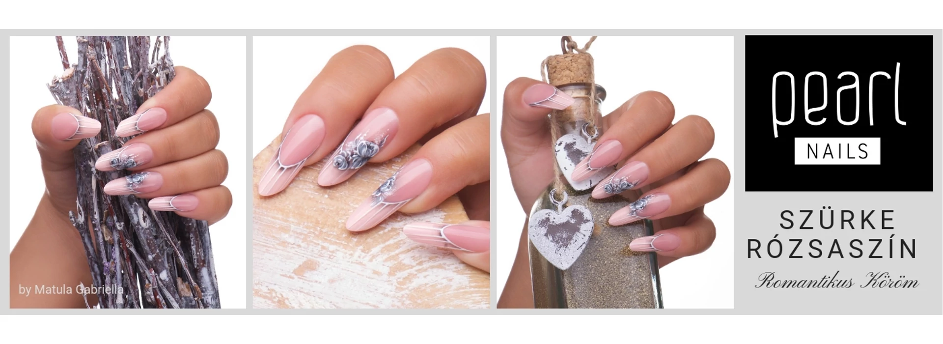 Romantikus szürke-rózsaszín köröm - Step by Step