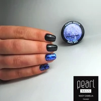 Kép 2/9 - Kékes hologramos hatás körmökön Galaxy Metal Flakes - Blue chrome flakes használatával