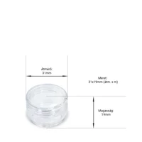 Kép 2/2 - Műanyag átlátszó tégely 5ml
