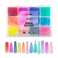 hybrid Reverse Dual Tip Box - Rainbow Multishape - Pearl Nails