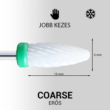 Láng forma kerámia csiszolófej - jobb kezes - Coarse