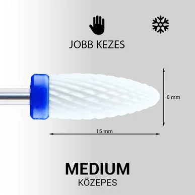 Láng forma kerámia csiszolófej - jobb kezes - Medium