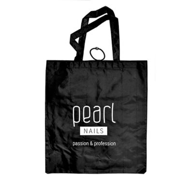 Fekete összehajtható bevásárlótáska Pearl Nails logóval