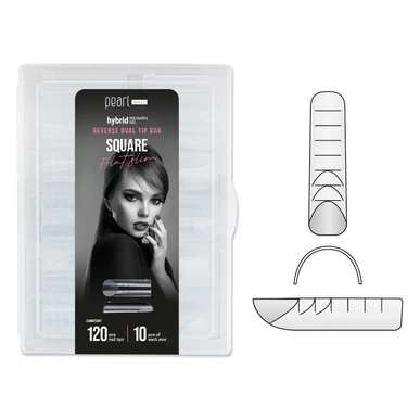 hybrid Reverse Dual Tip Box - Square Flat Slim - Pearl Nails