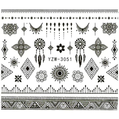 Vizes körömmatrica YZW-3051 absztarkt bohém matrica