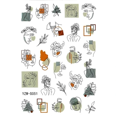 Öntapadós absztrakt virágos női körömmatrica YZW-S051 | Pearl Nails 