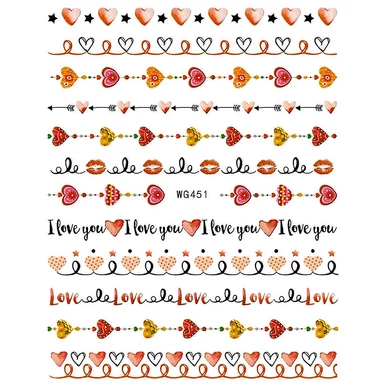 Öntapadós Valentin-napi körömmatrica WG451 | Pearl Nails 
