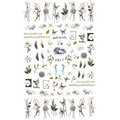 Akvarell hatású téli körömmatrica F817 | Pearl Nails 