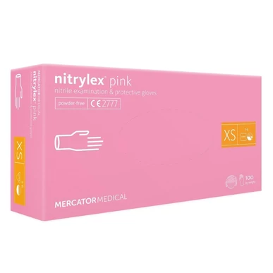 nitrylex® pink púdermentes nitril kesztyű - XS méret