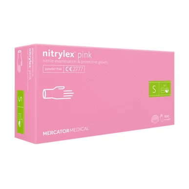 nitrylex® pink  púdermentes nitril kesztyű - S