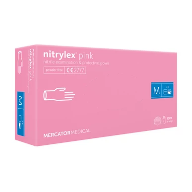 nitrylex® pink  púdermentes nitril kesztyű - M