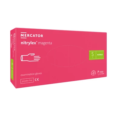 nitrylex® magenta púdermentes nitril kesztyű - S