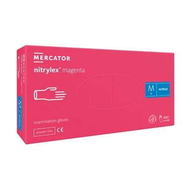 nitrylex® magenta púdermentes nitril kesztyű - M méret