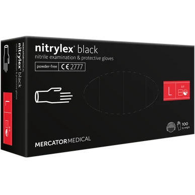 nitrylex® black púdermentes nitril kesztyű - L méret