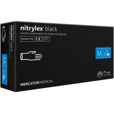 nitrylex® black púdermentes nitril kesztyű - M méret