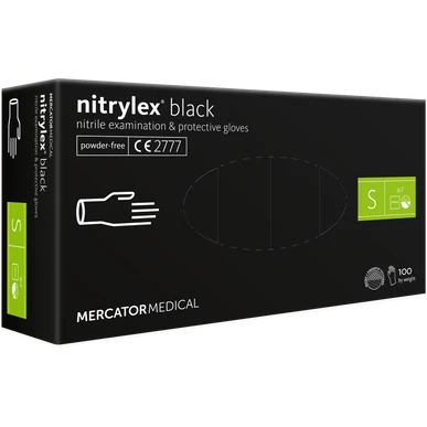 nitrylex® black púdermentes nitril kesztyű - S