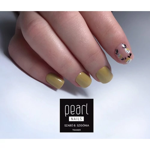 Mustársárga köröm Pearl Nails 319 Classic gél lakkal