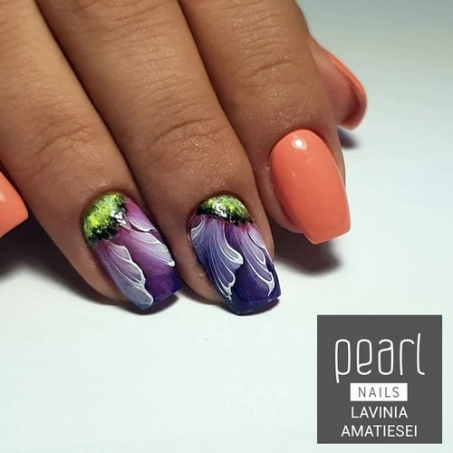 Pearl Nails 359 színes zselé egymozdulat virággal díszítve