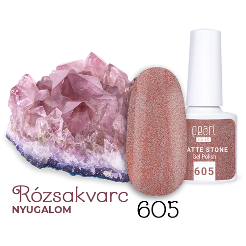Ásványkristály-hatás a körmökön - Matte Stone 605 rosegold gél lakk 