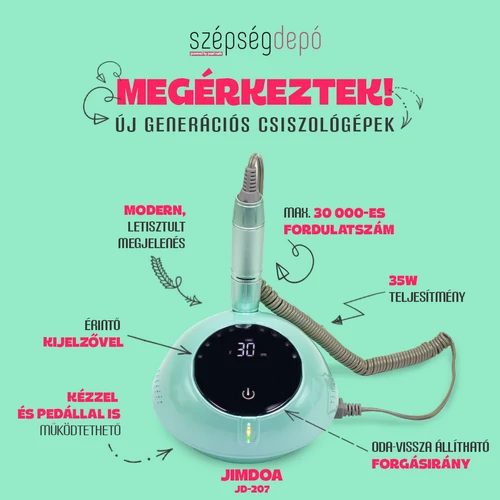 Újgenerációs műkörmös csiszológép | JIMDOA JD-207