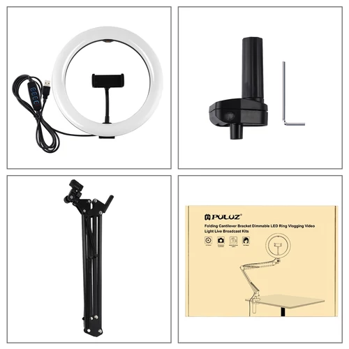 PULUZ LED körlámpa / szelfi lámpa telefontartóval
