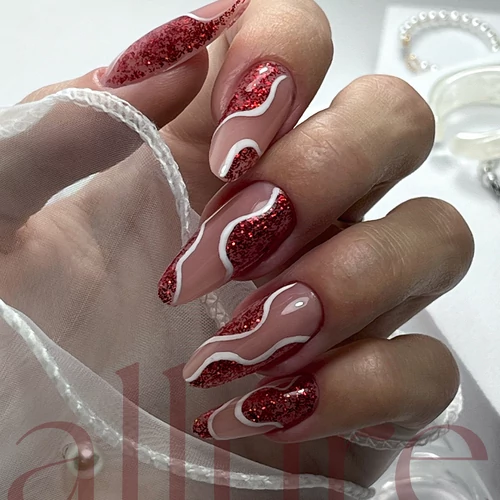 allure G025 gél lakk - Csillámos piros - Pearl Nails