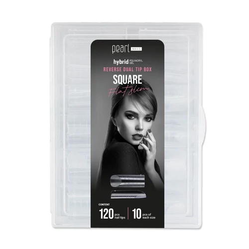 hybrid Reverse Dual Tip Box - Square Flat Slim - Pearl Nails