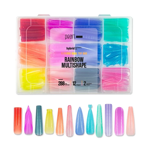 hybrid Reverse Dual Tip Box - Rainbow Multishape - Pearl Nails