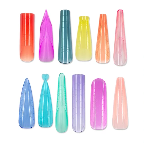 hybrid Reverse Dual Tip Box - Rainbow Multishape - Pearl Nails