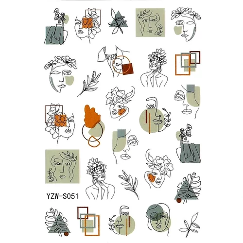 Öntapadós absztrakt virágos női körömmatrica YZW-S051 | Pearl Nails 