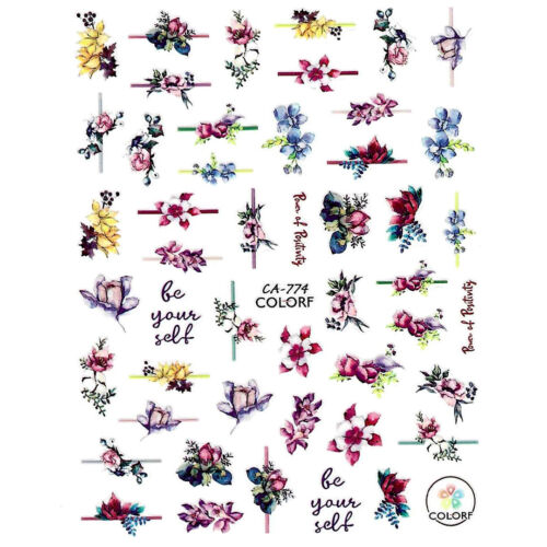 Akvarell hatású virágos körömmatrica CA774 | Pearl Nails 