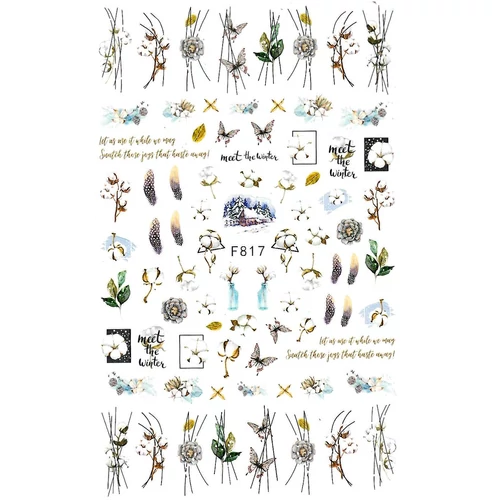 Akvarell hatású téli körömmatrica F817 | Pearl Nails 