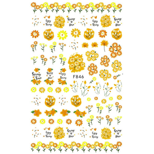 Öntapadós sárga virágos körömmatrica F846 | Pearl Nails 