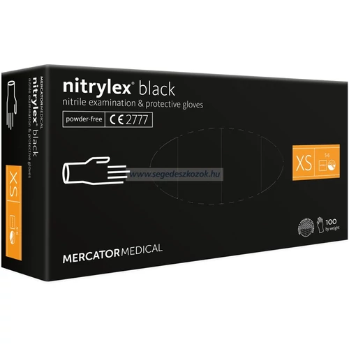 nitrylex® black púdermentes nitril kesztyű - XS méret