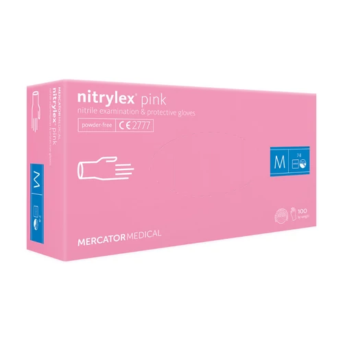 nitrylex® pink púdermentes nitril kesztyű - M méret