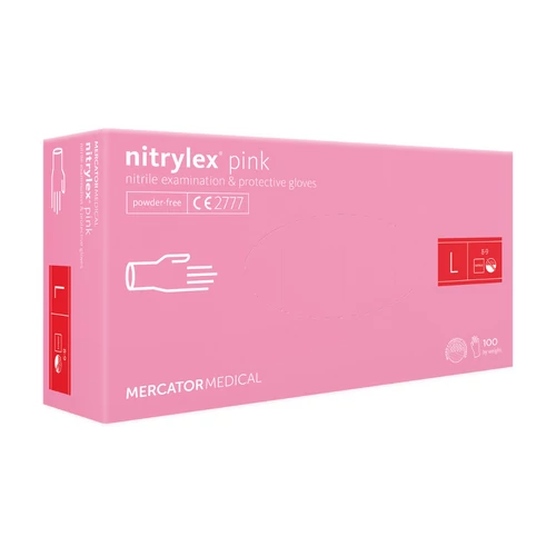 nitrylex® pink púdermentes nitril kesztyű - L méret