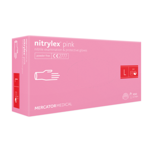 nitrylex® pink púdermentes nitril kesztyű - L méret