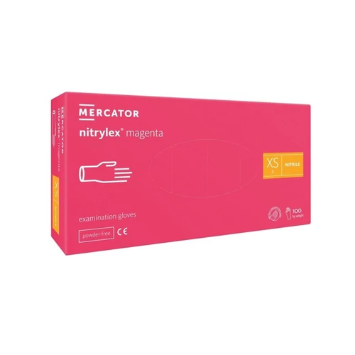 nitrylex® magenta púdermentes nitril kesztyű - XS méret