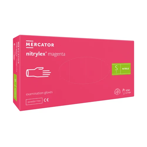 nitrylex® magenta púdermentes nitril kesztyű - S méret