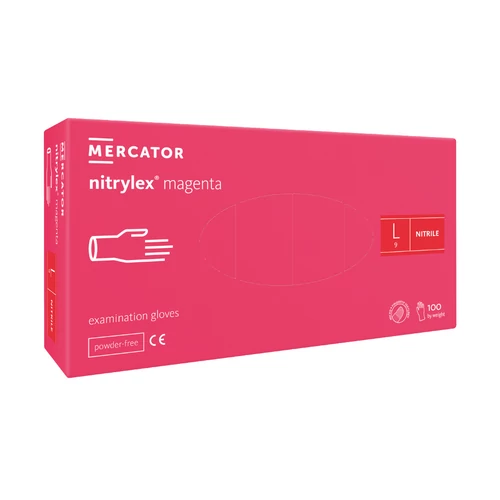 nitrylex® magenta púdermentes nitril kesztyű - L méret