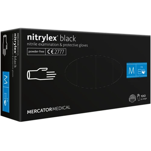 nitrylex® black púdermentes nitril kesztyű - M méret