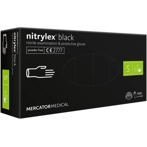 nitrylex® black púdermentes nitril kesztyű - S méret